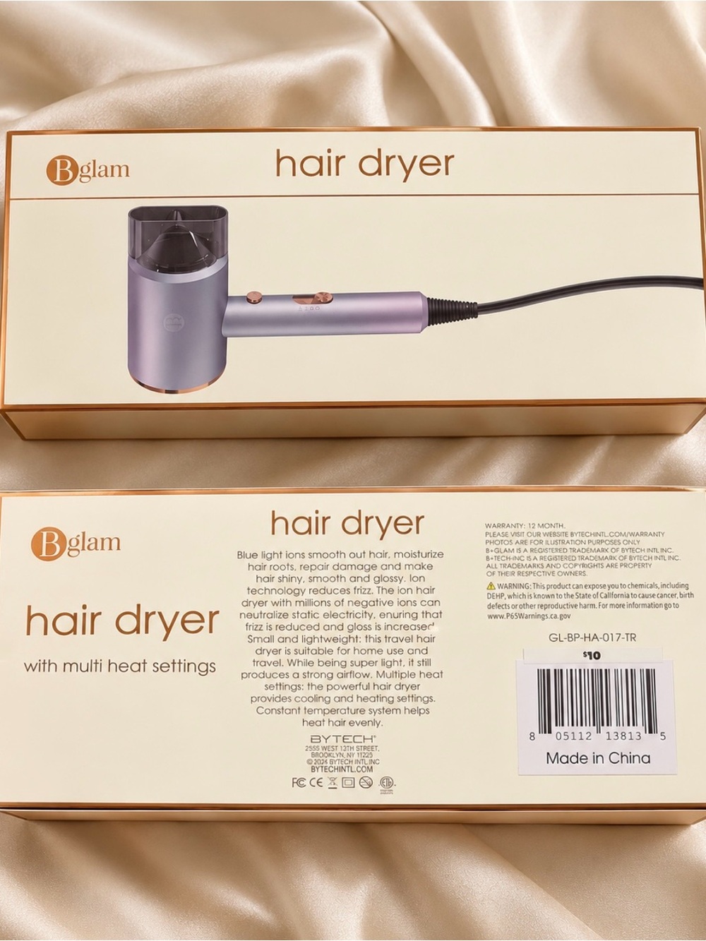 glam Lilac and Rose Gold Compact Hair Dryer